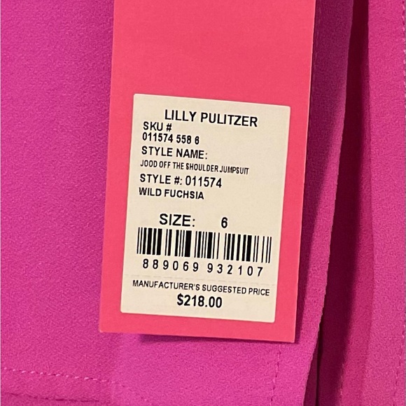NWT $218 Size 6 Lilly Elegant Off-Shoulder Pink Jumpsuit - Picture 2 of 7